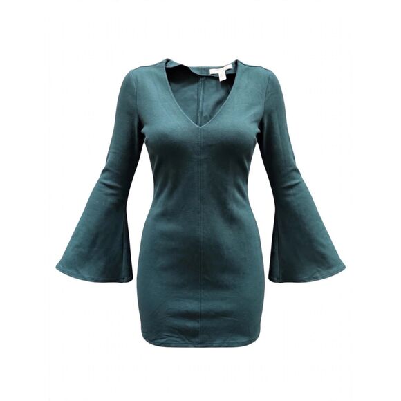 Forever 21 Dresses & Skirts - Forever 21 Deep Teal V-Neck Bell Sleeve Mini Dress M